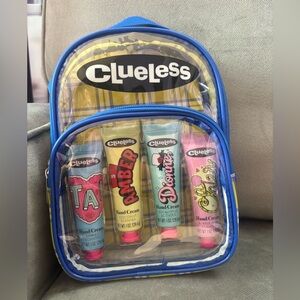 Clueless backpack with 4 hand creams NWT